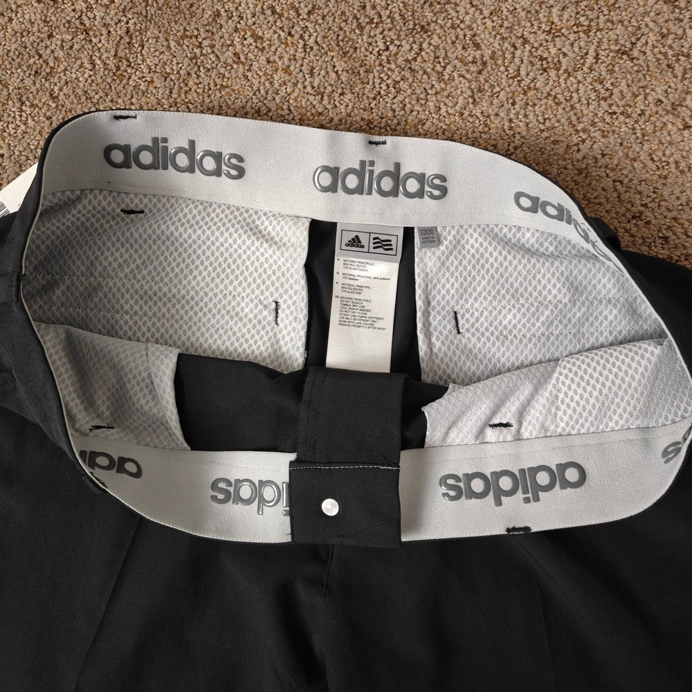 NWT Adidas Golf Pants Mens 32x30 Black ADIULT REGEFTPNT AF1710 Performance $90 - Picture 6 of 15